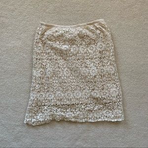 Solitaire by Ravi Khosla Cream Floral Crochet Midi Skirt